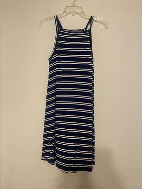 SO Navy and White Striped Midi Dress